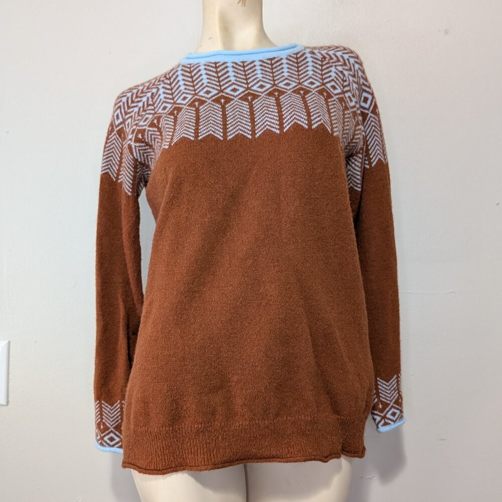 Blue and Brown Wool Sweater GUC No Tag